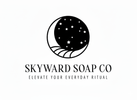 Logo of a moon and stars with Skyward Soap Co 